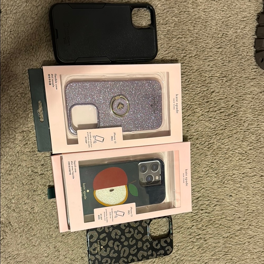 Kate Spade Glitter and Apple iPhone Cases - Purple and Black